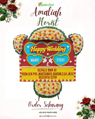 Karangan Papan Bunga Pernikahan di Betet